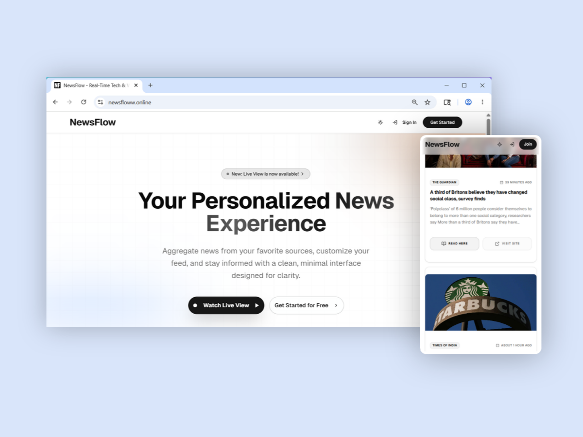 NewsFlow Mockup
